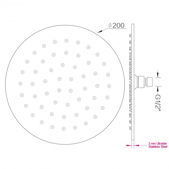 8 inch Round Chrome Bottom Water Inlet Twin Shower Set With Mixer